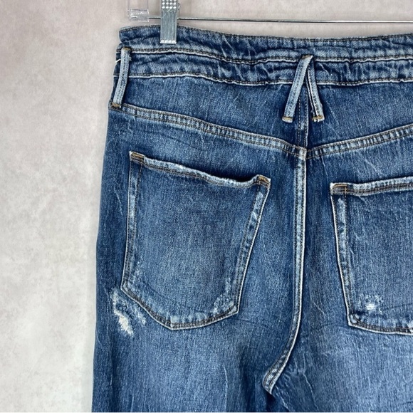 Good American Good Vintage Double Waistband Straight Leg Distressed Jeans 10/30 - Picture 3 of 10